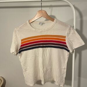 Vintage-Inspired Cream Tee with Stripes